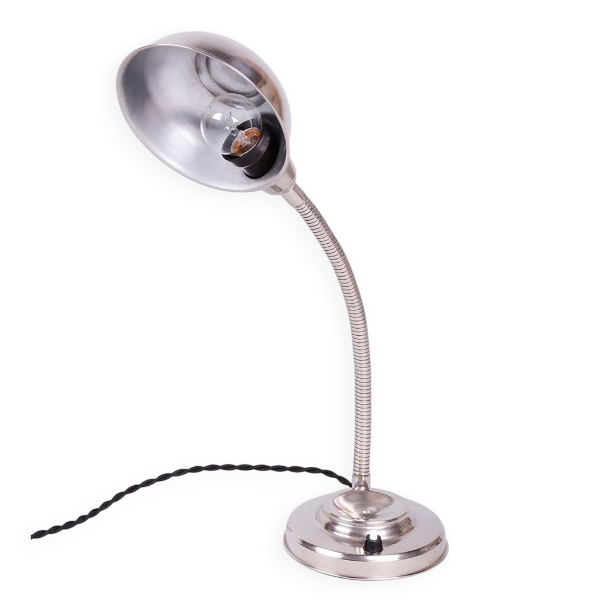 Czech Bauhaus Table Lamp in Chromed Steel and Aluminium by J. Vorel, 1930s