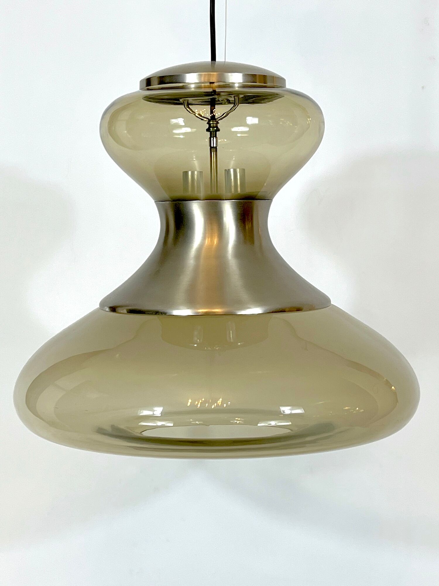 Stilux Milano, large metal and murano glass chandelier from 60s