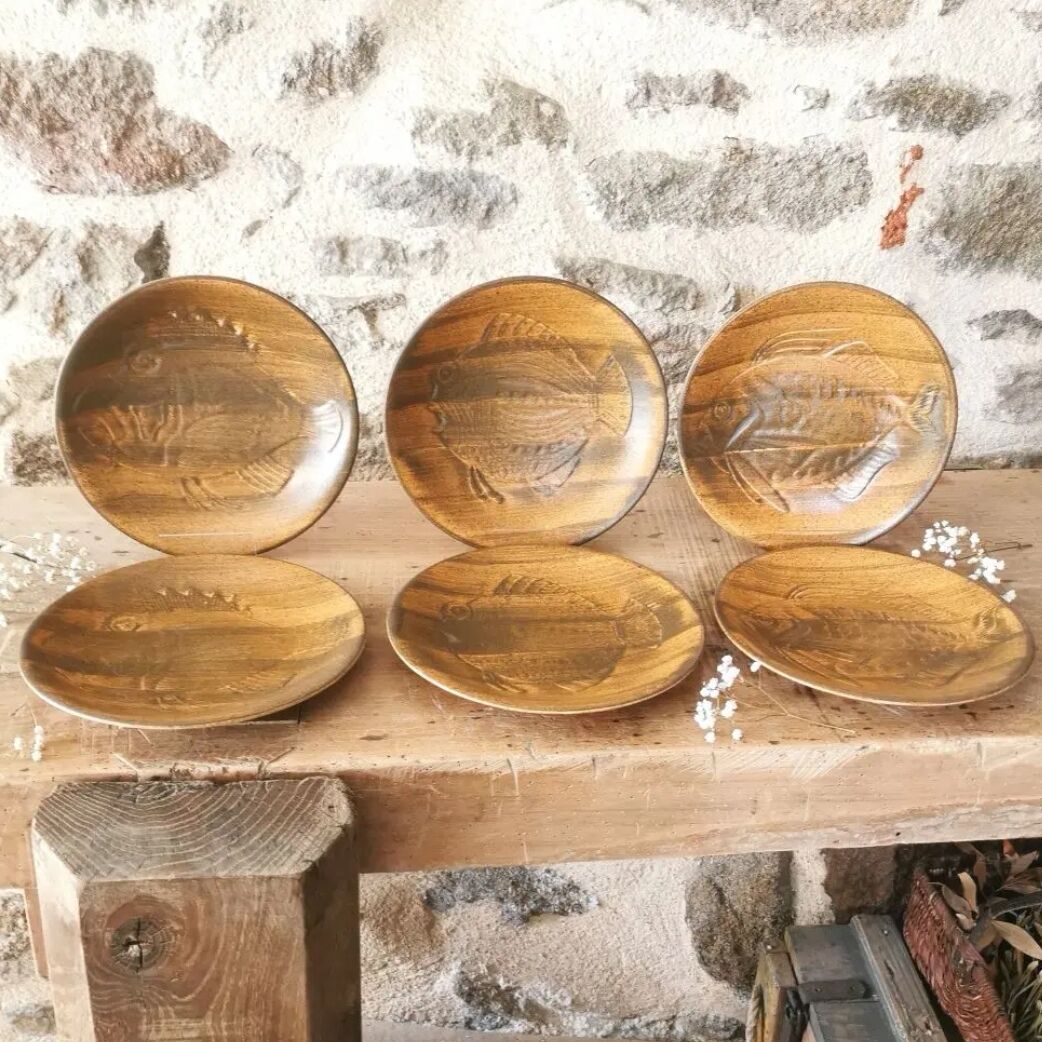 6 fish plates Longchamp Chantilly by Robert Picault