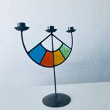 Bougeoir vitraux colorés