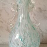 Vase verre moucheté bleu