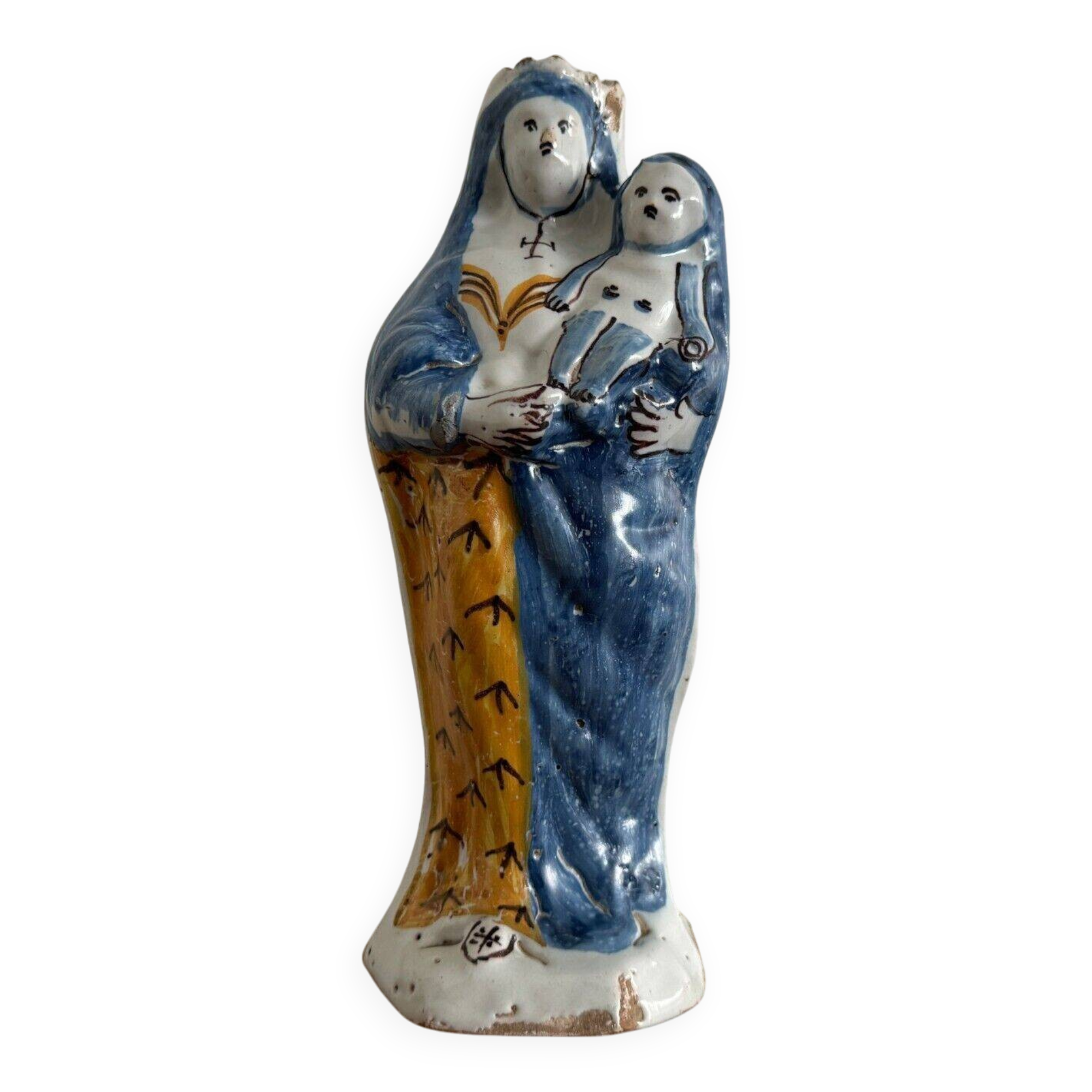 18th century Virgin Mary in Nevers earthenware