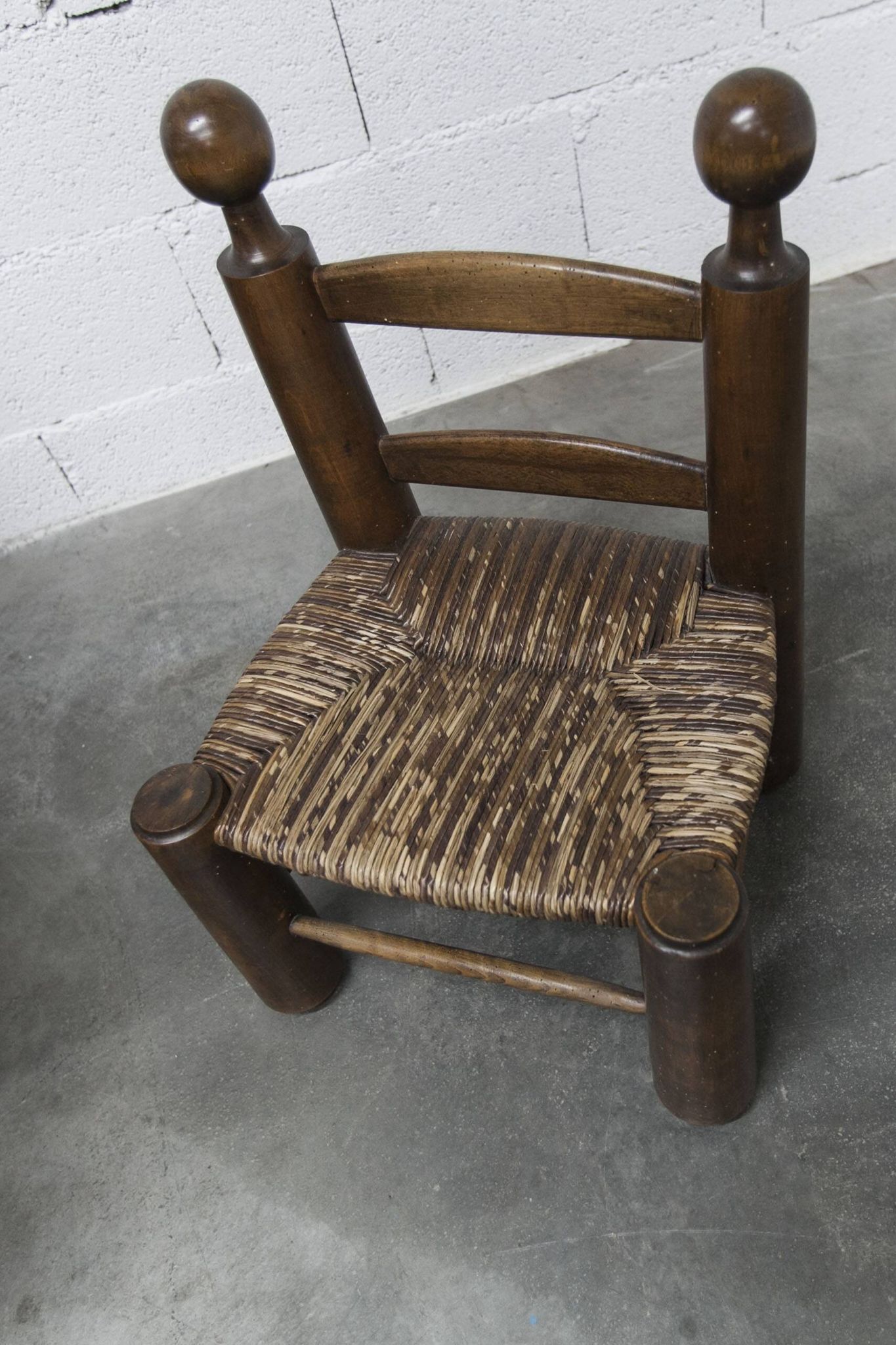 Chaise enfant 1960 chêne et osier