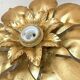 1970s 1980s Hollywood Regency Masca Gold Leaf Metal Flower Wall Sconce