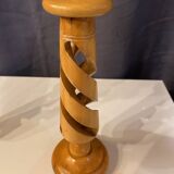 PAIR OF LEMON WOOD CANDLESTICKS CARVED INTO SPIRAL 1970s