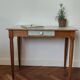Small Blue Wooden Desk, Grooved Legs