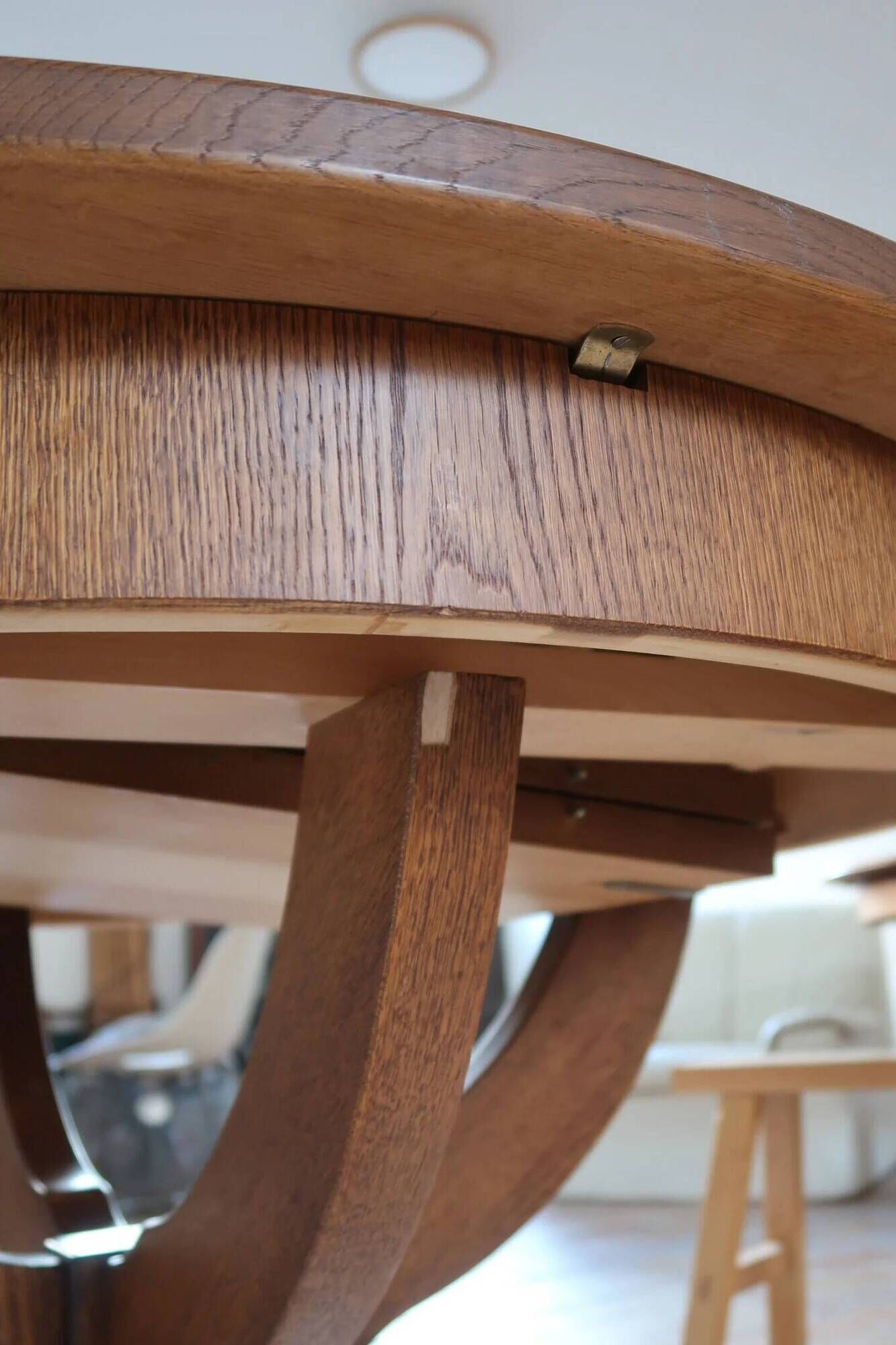 Extendable oak round table, Lübke, Germany 1960s
