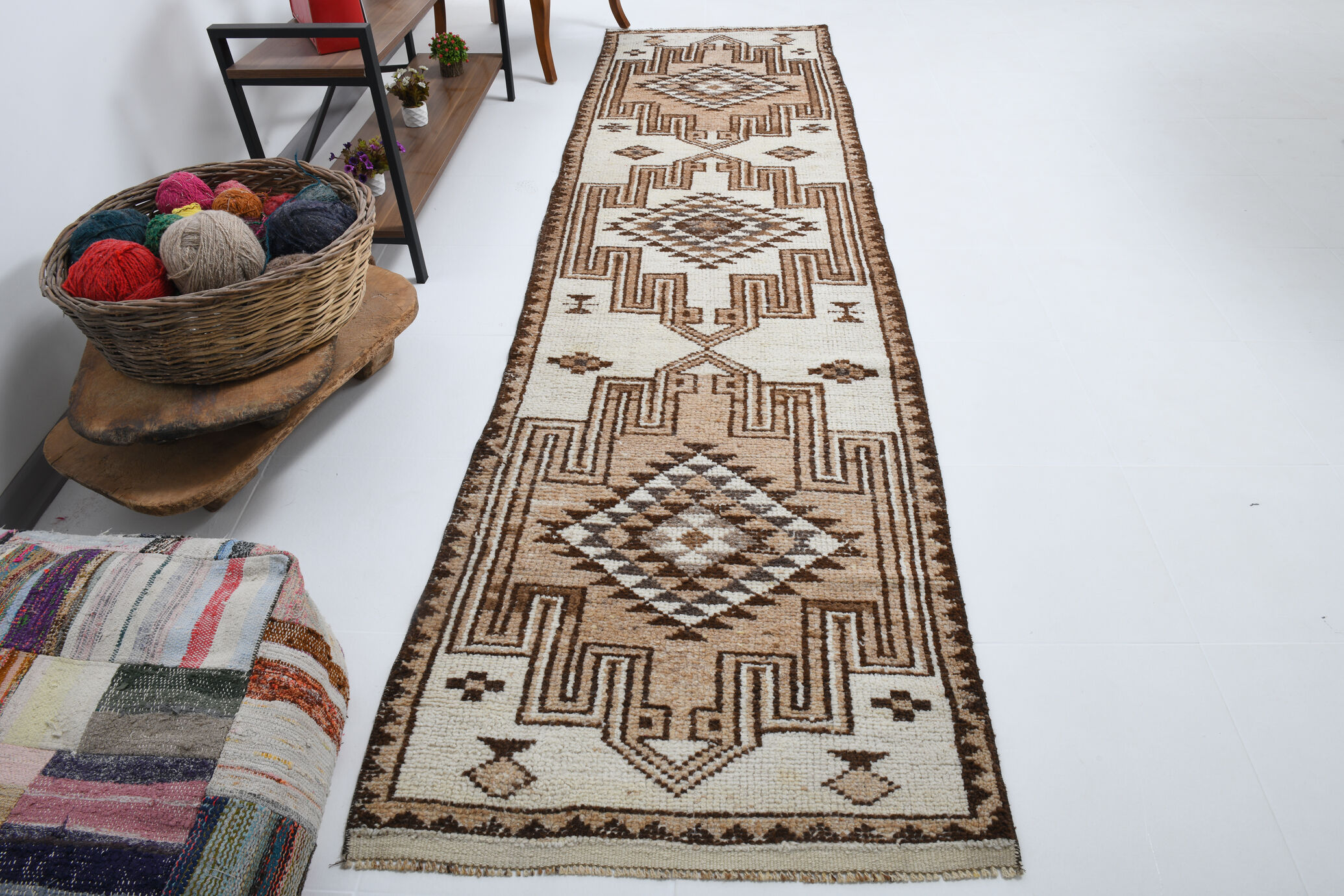 3X10 Turkish Vintage Runner Rug, 3x10 Runner Rug, 325x90Cm