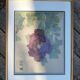 Chinese print purple flower under golden frame