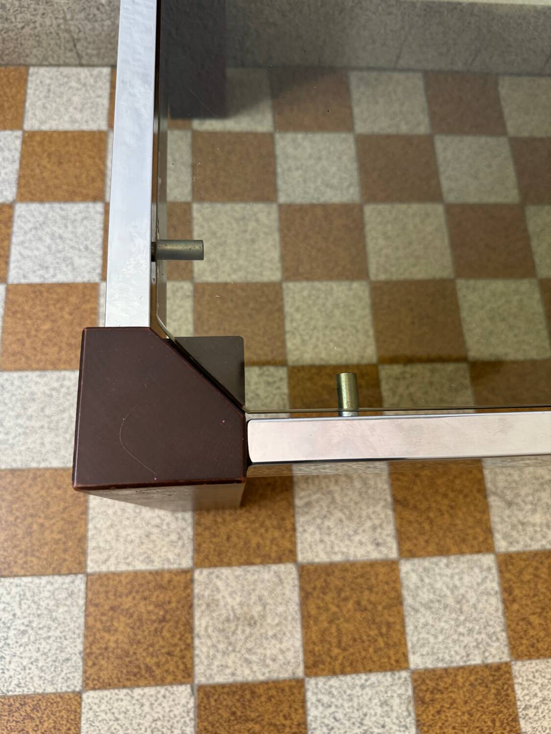 Chrome wood and smoked glass coffee table from the 70s