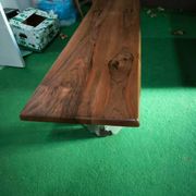 Walnut and stainless steel bench, 1980