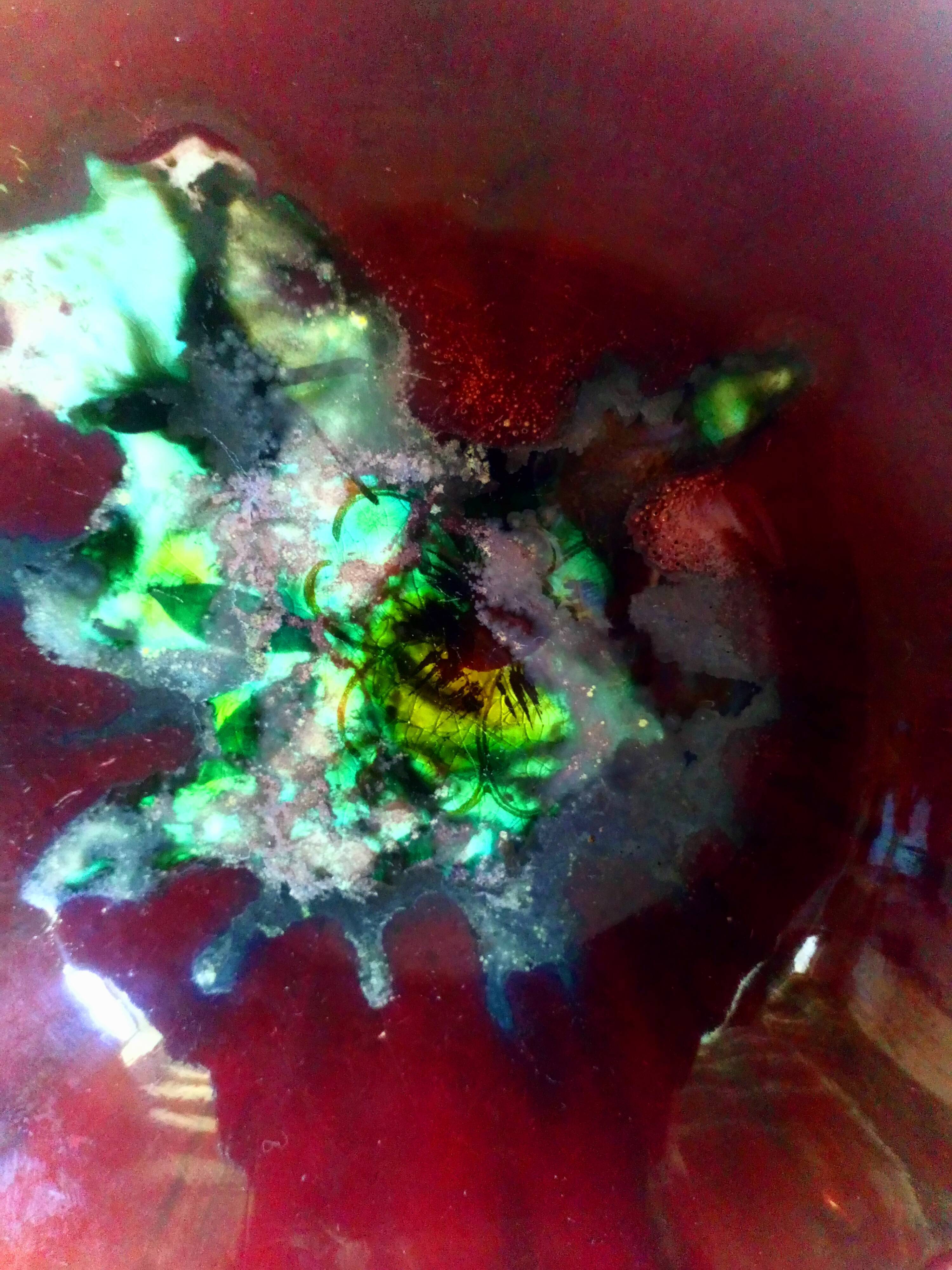 Seven plates of potter with multicolored enamels