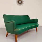 Ancien canapé haricot cocktail vert vintage design des années 50