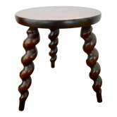 Tabouret tripode pieds torsadés