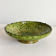 Coupe, vide-poche Tamegroute ancienne en céramique vernissée verte