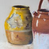 Tableau nature morte poteries