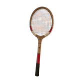 Raquette de tennis vintage en bois brute et rouge Maple Leaf