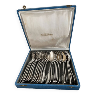 Housewife box 24 pieces silver metal hallmarks 100 g crossed ribbons François Frionnet