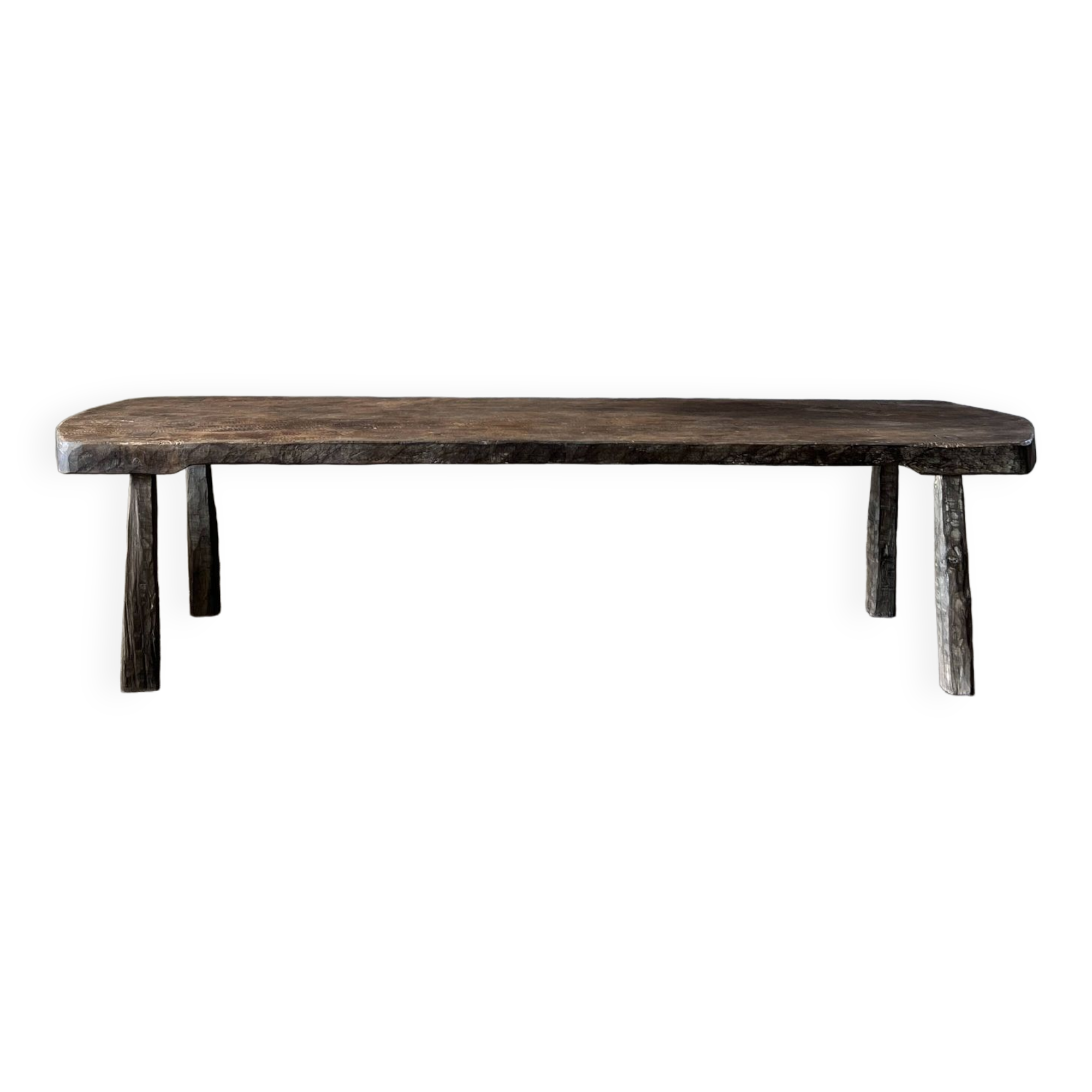 Large rounded coffee table in old Asian teak