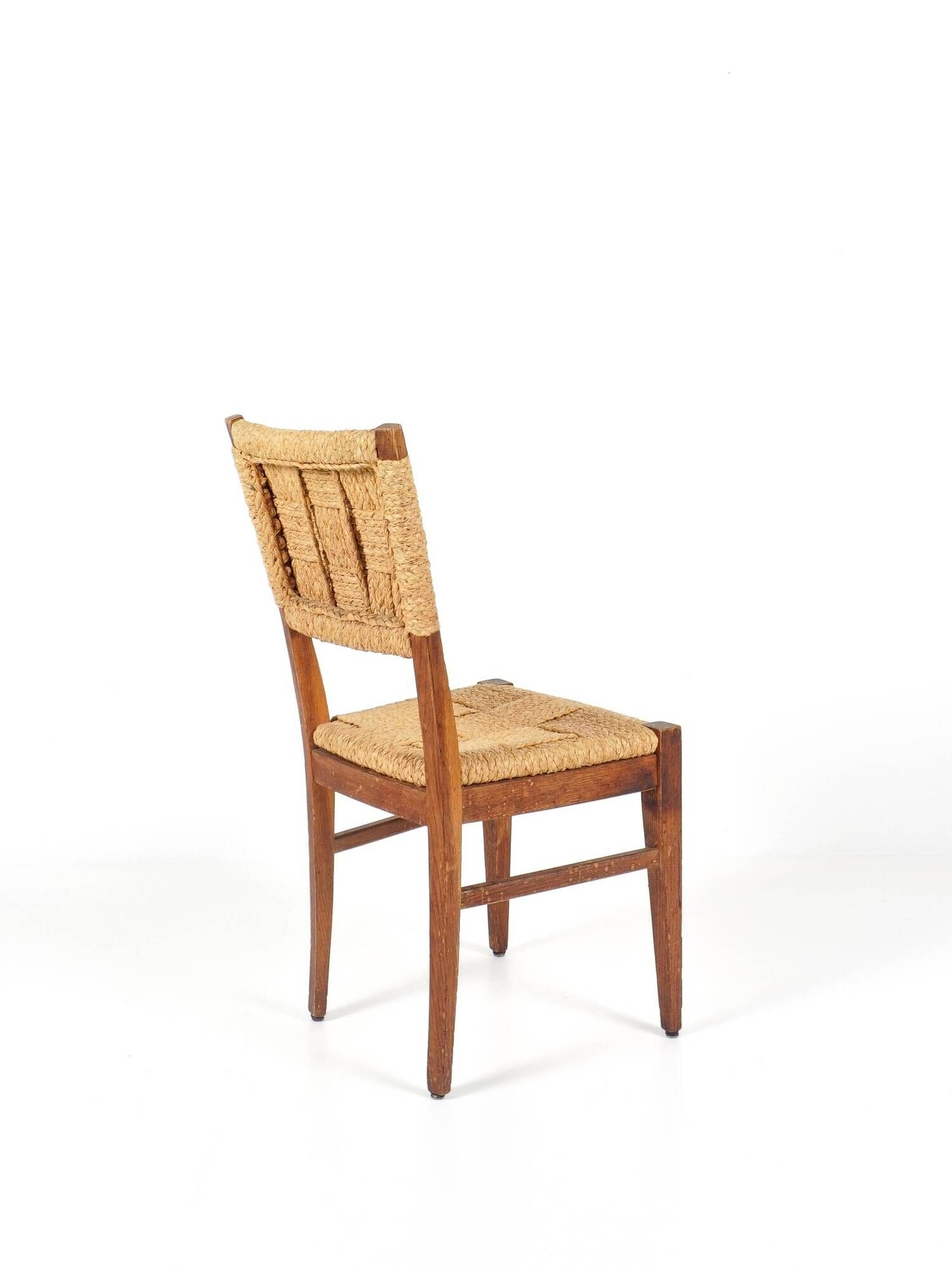 Audoux & Minet - Set of 4 vintage oak and rope chairs, circa 1950