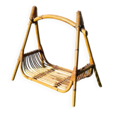 Vintage 1950s rattan magazine rack.