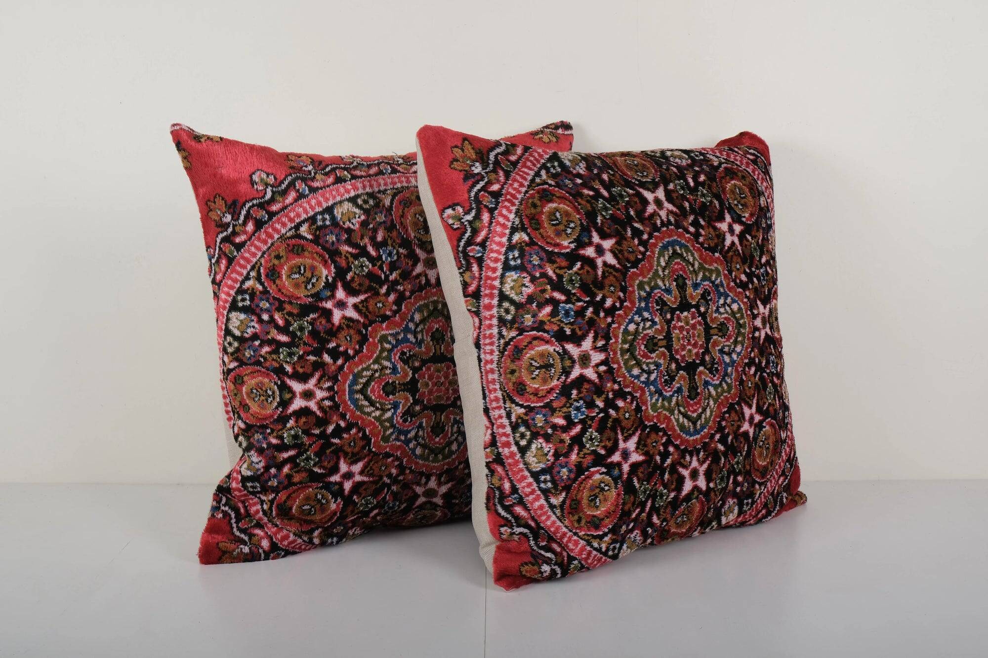 Set of 2 vintage velvet cushion covers 61x61 cm