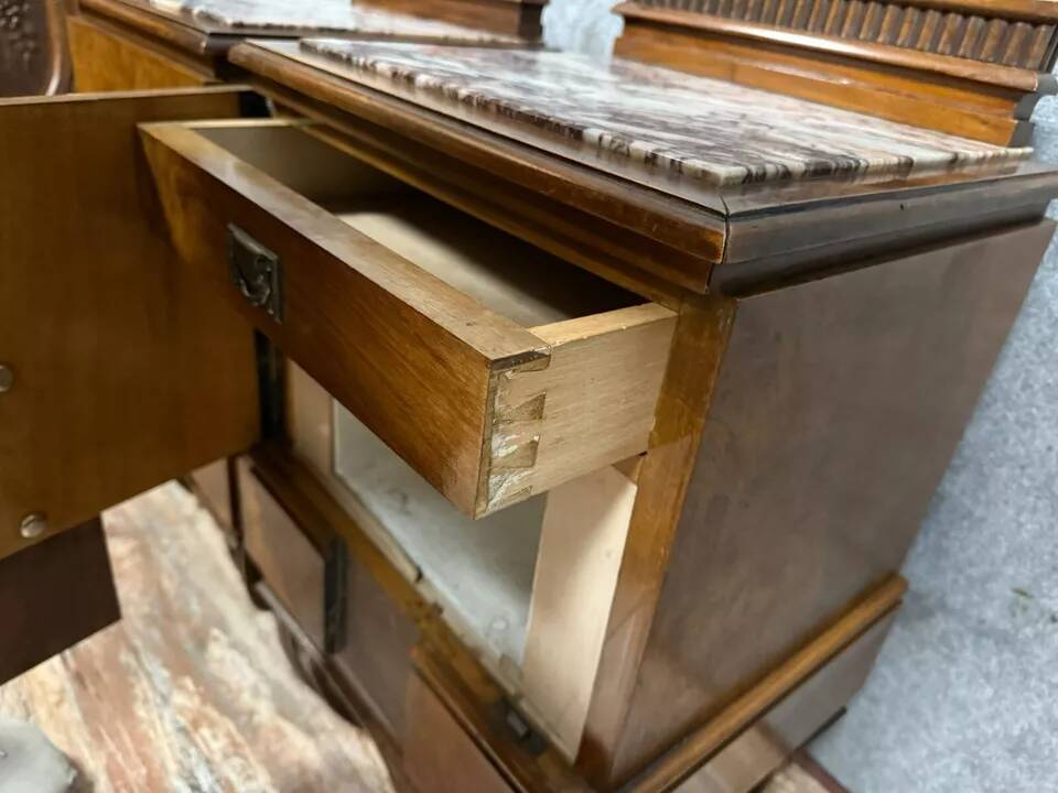 Pair of Art Deco period mahogany bedside tables circa 1930