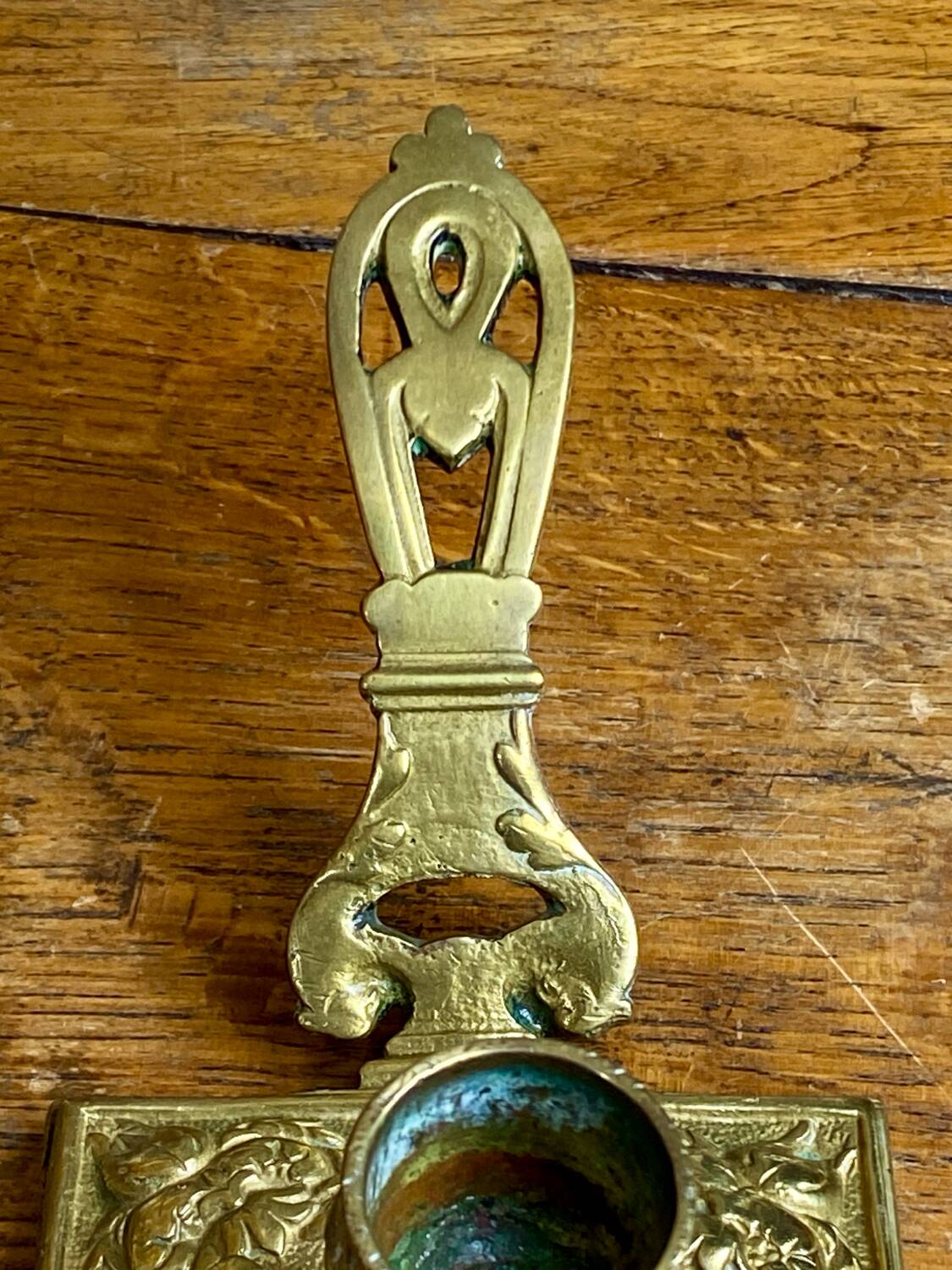 Bronze hand candlestick