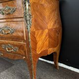 Bordeaux inlaid chest of drawers with marble and bronze ornament