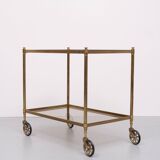 Hollywood Regency Brass Serving Trolley 1970s