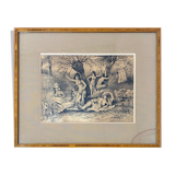 Painting drawing "Nymphs bathing" Frédéric VILLOT (1809-1875) friend Delacroix