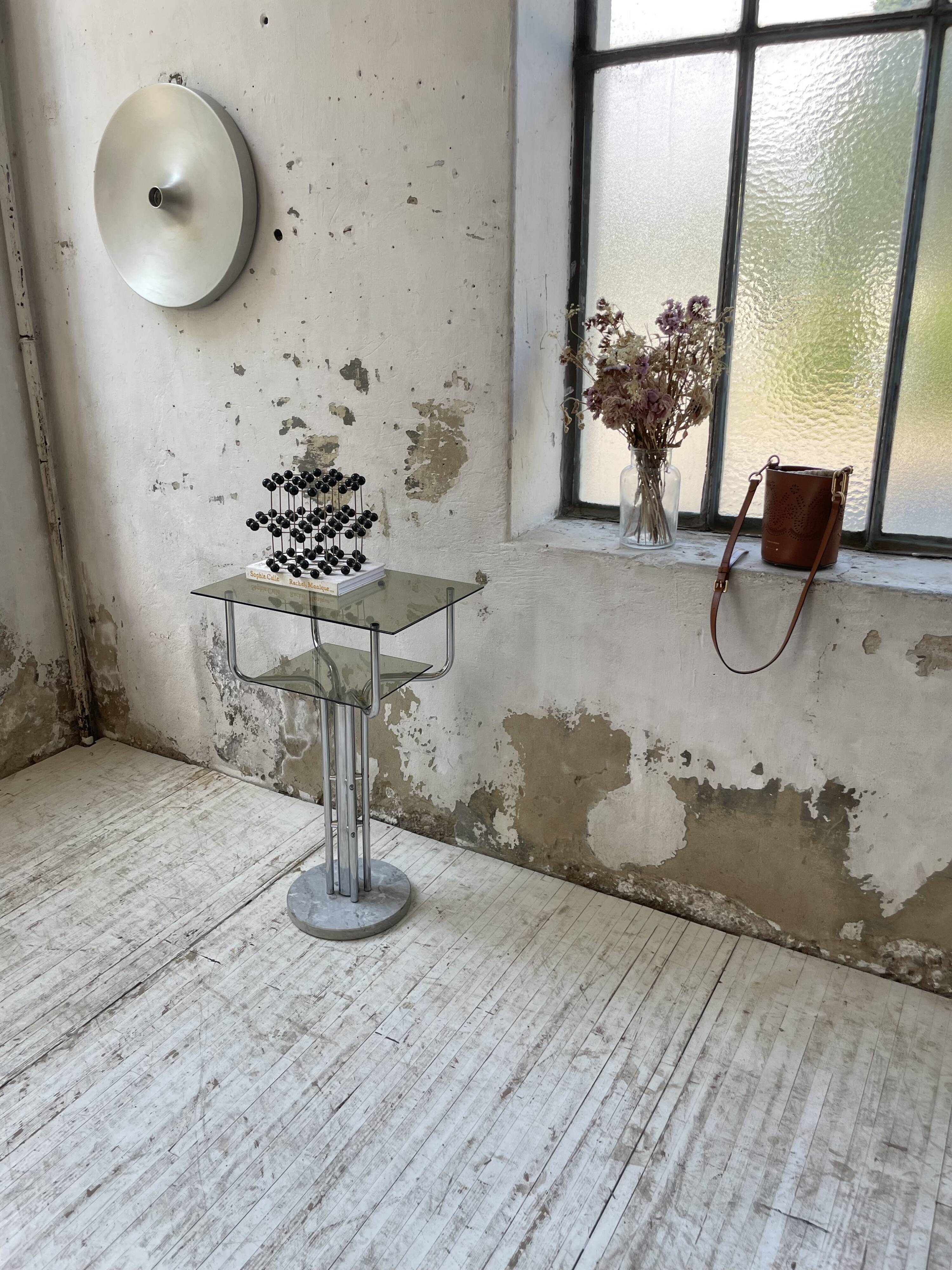80s glass and marble console
