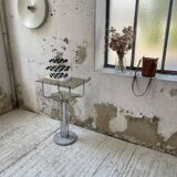 80s glass and marble console