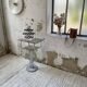 80s glass and marble console