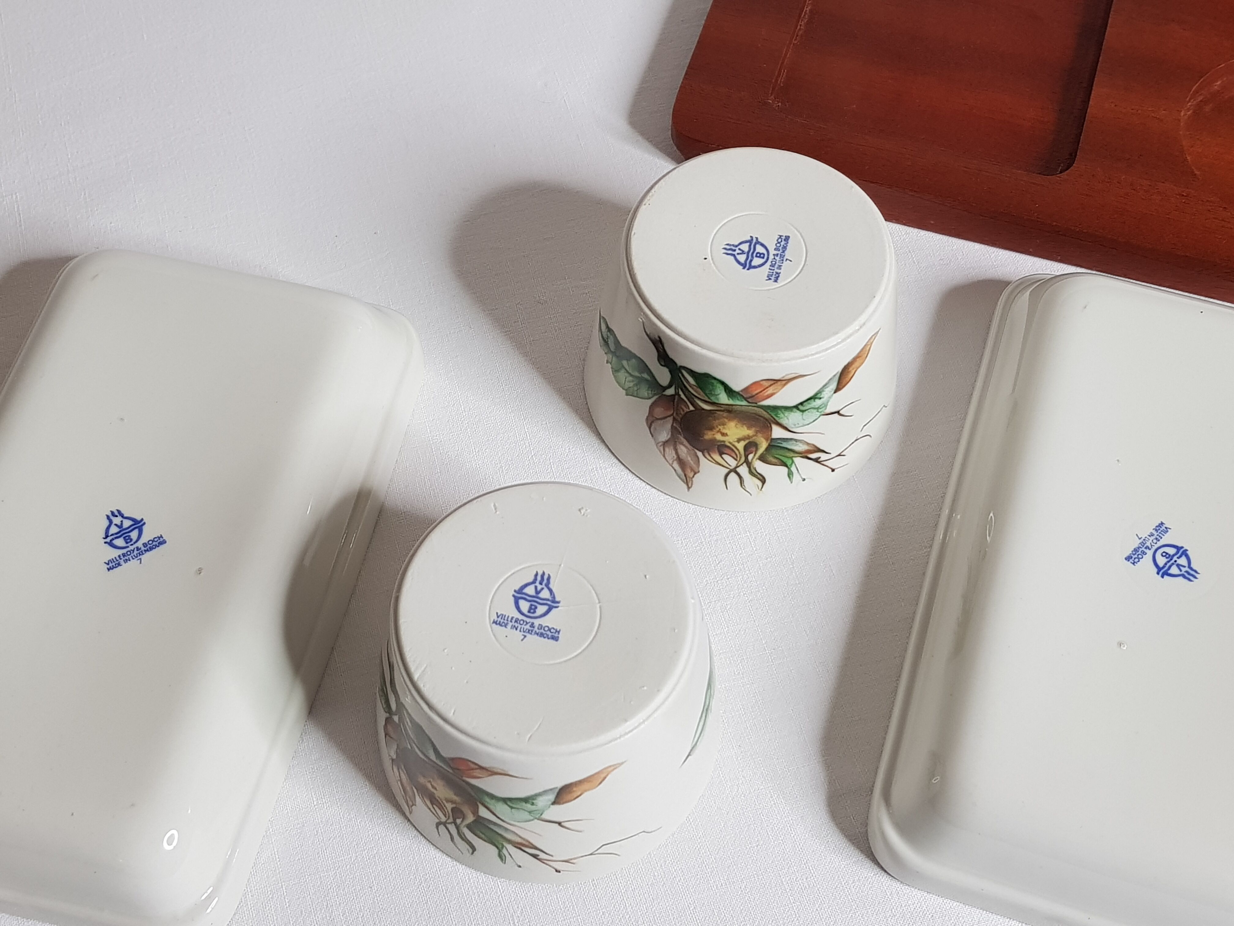 Service à apéritifs Villeroy & Boch, plateau en bois