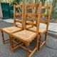 4 solid wood straw-seated chairs, oak, 20th century, 105cm