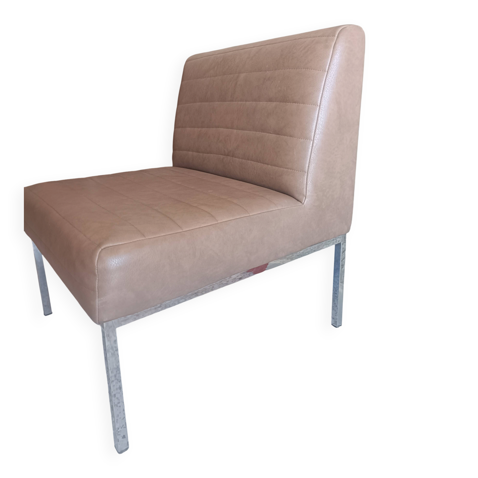 Chauffeuse fauteuil vintage en chrome/skaï