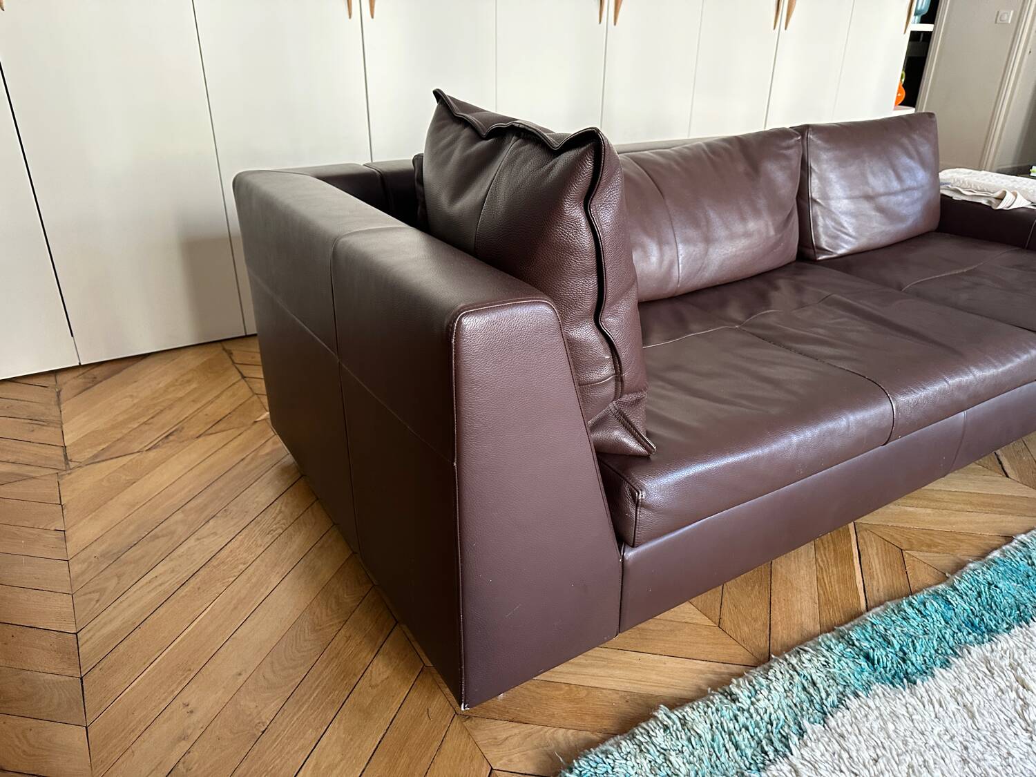 CINNA Brown leather sofa 4 seats Exclusive model Didier Gomez
