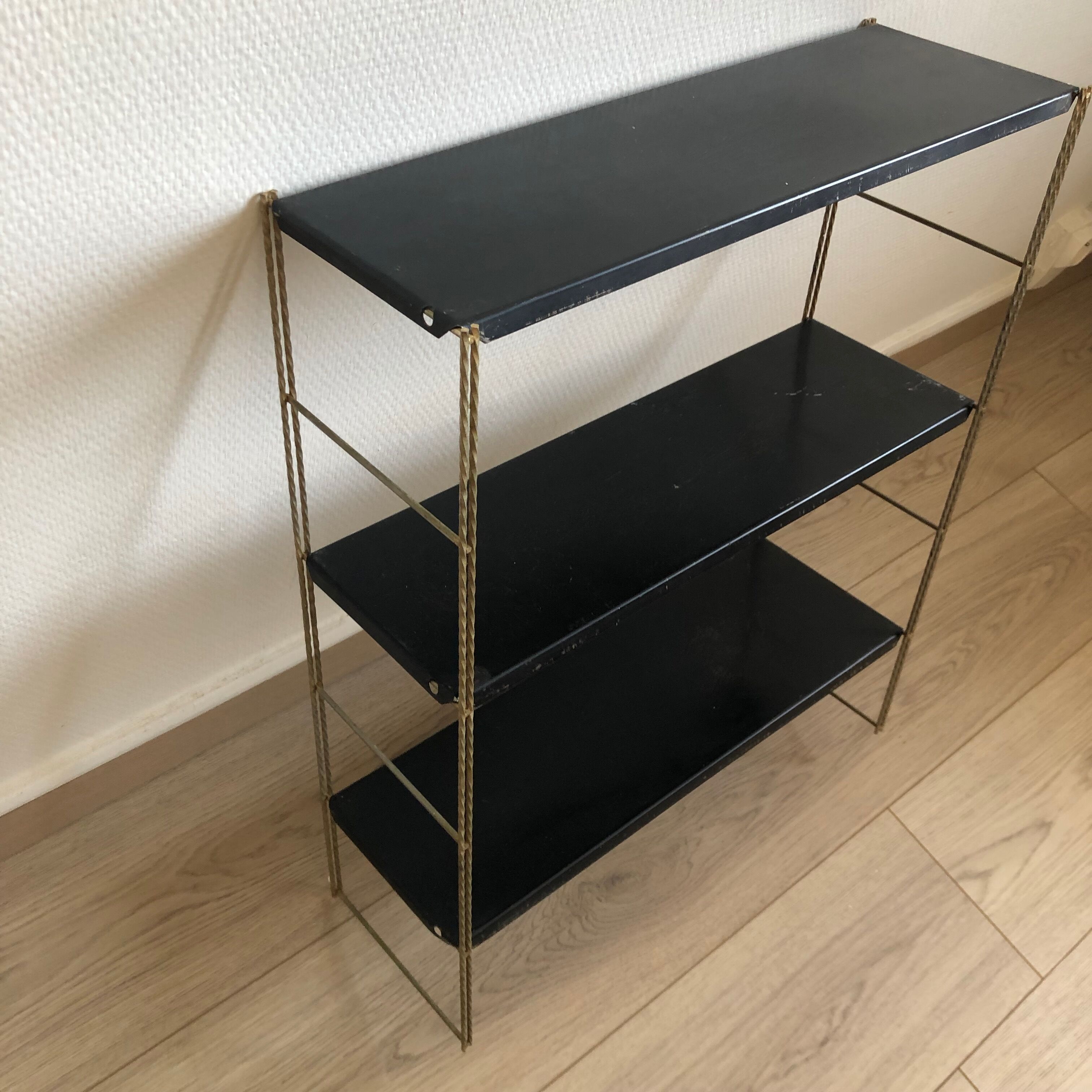 Etagère noire dorée 58x49cm vintage 1960