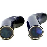 Ensemble de 2 vases en céramique bleus de l'ère spatiale, Italie vers 1970