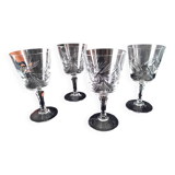4 crystal wine glasses (Bohemian?)