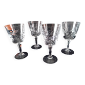 4 crystal wine glasses (from Bohemia?)