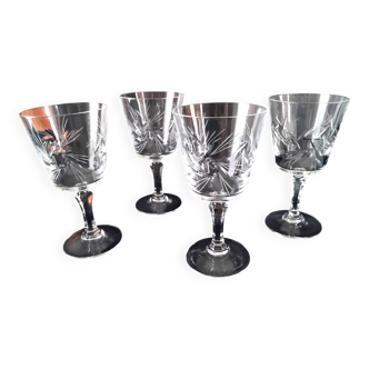 4 crystal wine glasses (Bohemian?)