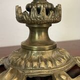 Bronze lamp and amber globe circa 1900