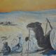 Ancient painting oil s wood, orientalist Bedouin camel desert unsigned