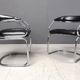 Vintage chrome and leatherette cantilever dining chairs by Giotto Stoppino,
