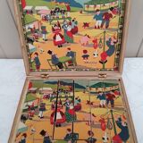 Ancienne boite de cubes en bois