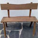 Small brutalist children's bench in elm and oak