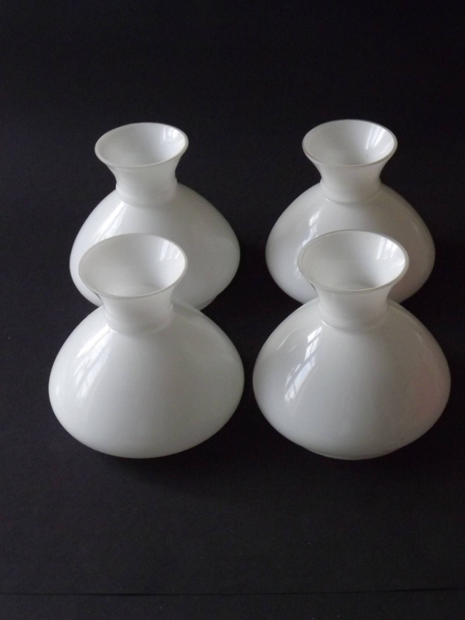Set of 4 French Vintage White Opaline Glass Replacement Shade