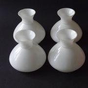 Set of 4 French Vintage White Opaline Glass Replacement Shade